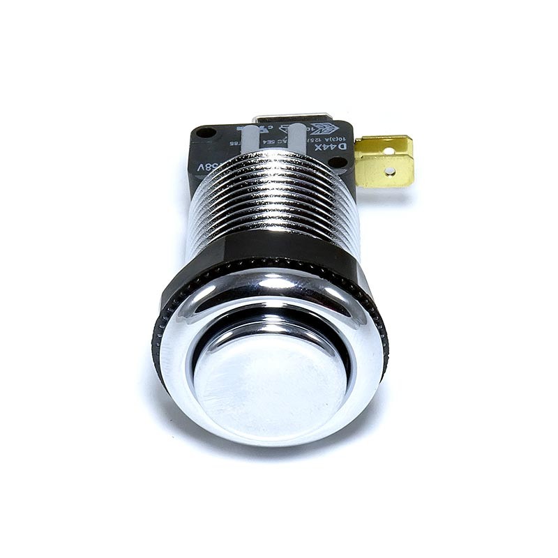Bouton D'arcade Concave Chromé Industrias Lorenzo IL 28mm - Neuf, Pour Borne D'arcade