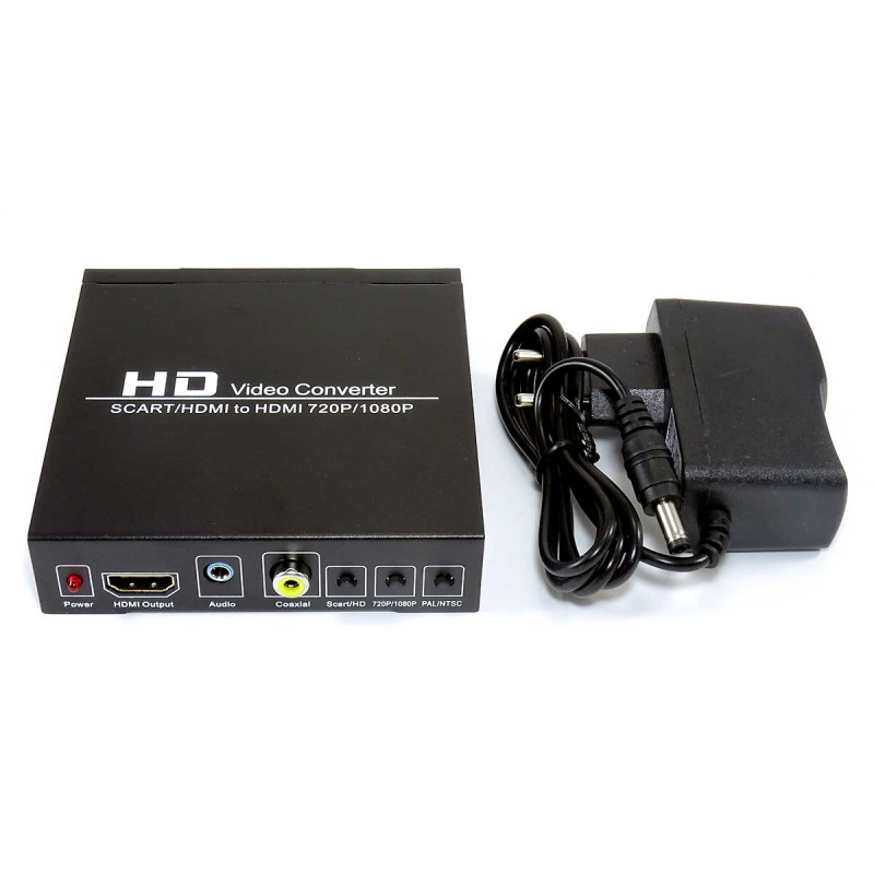 HDMI to SCART Converter, HD Digital Video HDMI to Analog Video and L/R  Audio Adapter Support DVI, for CRT/VHS/DVD CVBS Play