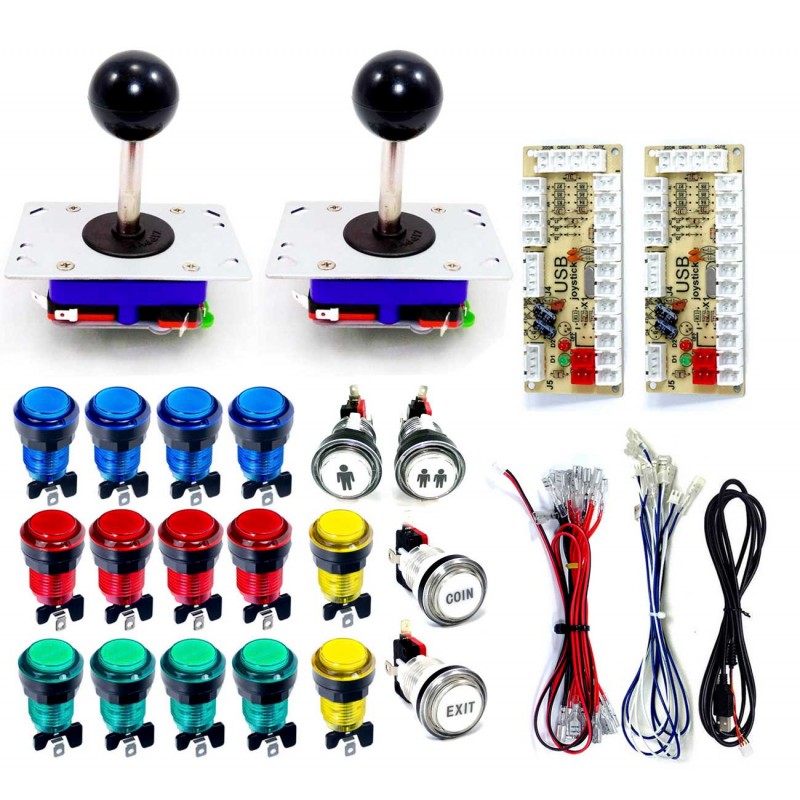 18 black illuminated buttons Xin-Mo USB encoder Kit Joystick Arcade Zippyy 