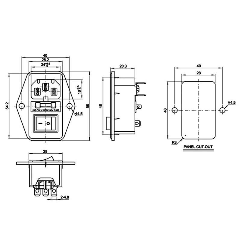 IEC320 Switch Power Socket On / Off - Arcade Express
