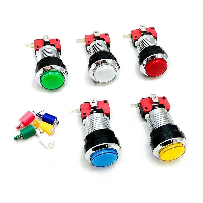 Botón Pulsador De Juego De Arcade De 32mm, 5 Colores, Luz LED, Reinicio  Automático, Interruptores De Botón De Máquina De Arcade DIY Para Gamepads,  Botones Pulsadores Iluminados Con LED En Forma De