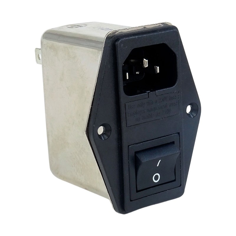 Presa Di Corrente IEC 320 C14 Con Filtro EMI | Connettore Maschio 10A 115/250V Con Terminali A Saldare