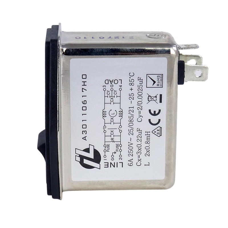 IEC320 Switch Power Socket with EMI filter On / Off (iL) Industrias ...