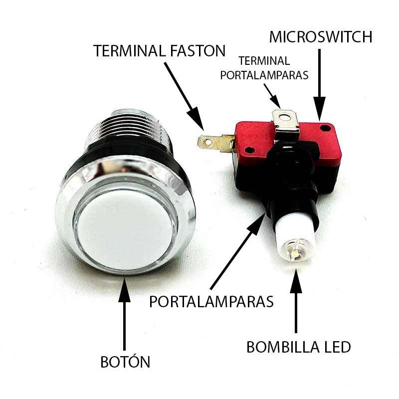 Piezas De Juegos Arcade De Bricolaje Con Botón Pulsador Led
