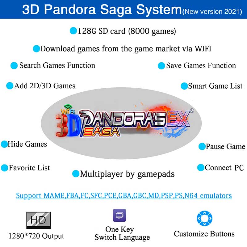 happiness Mosque Introduce 3D Wifi Pandora Saga EX 8000 Multigames Family Home Edition - Arcade  Express S.L.